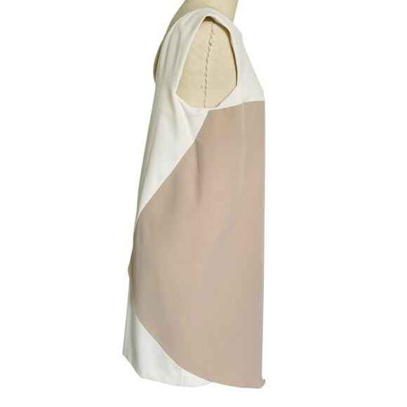 Milly Asymmetrical Color block Shift Dress Neutral Cream Tan - Picture 3 of 11